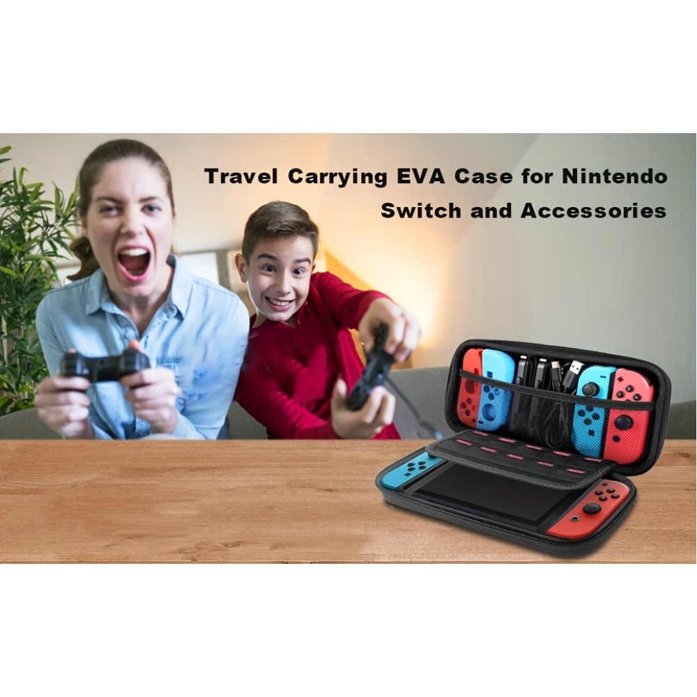 Étui de transport boîte de protection pour Nintendo Switch (1ère génération) avec compartiments et ventilation - Noir