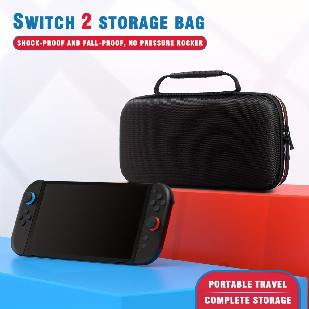 Étui de transport rigide pour Nintendo Switch 2 (2025) avec poches en mesh et poignée - Noir