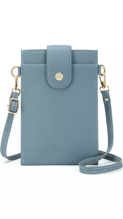 Etui universel élégant pour smartphone jusqu'à 6,7 pouces en similicuir avec portefeuille - Bleu