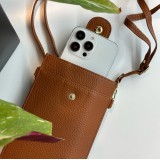 Etui universel élégant pour smartphone jusqu'à 6,7 pouces en similicuir avec portefeuille - Brun
