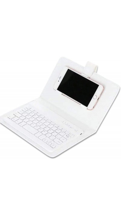Universelle Smartphone Hülle mit abnehmbarer Bluetooth-Tastatur - Weiss