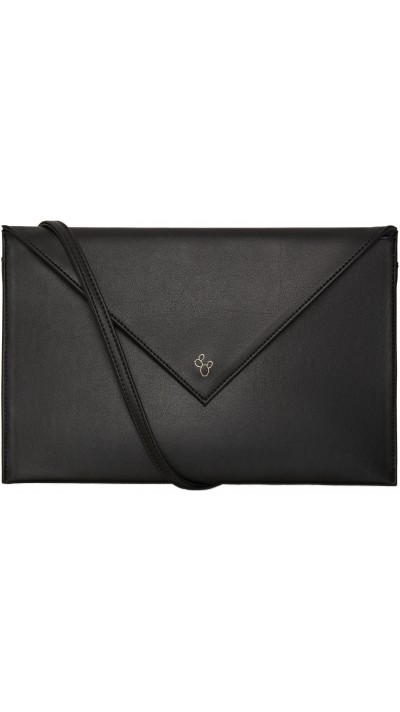 First Pochette Mini-Handtasche aus echtem Kaktusleder und 2 integrierten Riemen - Schwarz