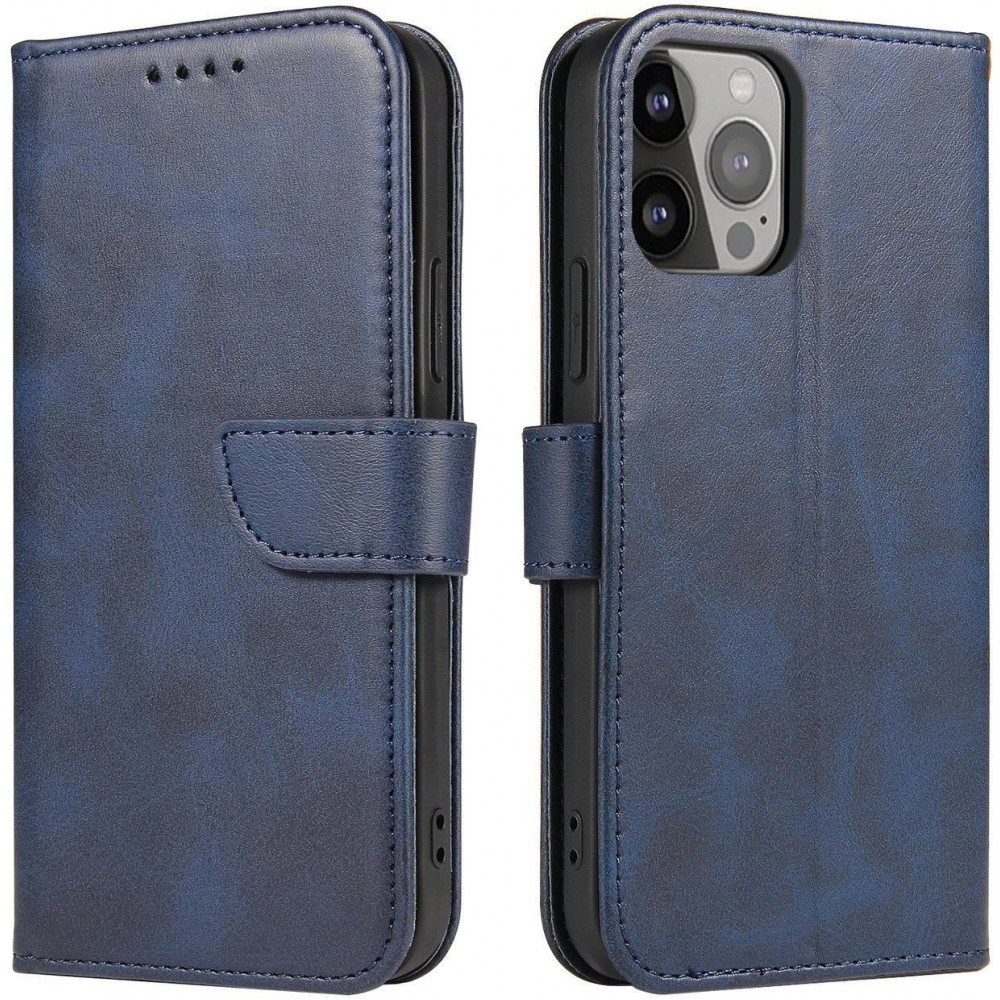 Galaxy S25 Ultra Case Hülle - Flip Leder mit Magnetverschluss - Dunkelblau