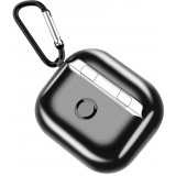 Fourre AirPods 3 - Shiny coque silicone electroplate TPU avec mousqueton - Noir