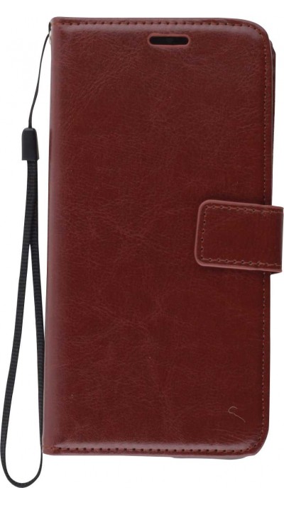 Fourre Samsung Galaxy A14 - Premium Flip cuir lisse porte-cartes - Brun