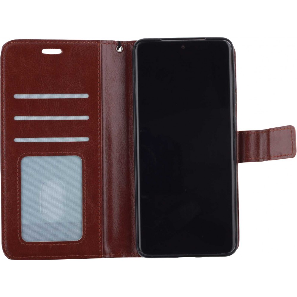 Fourre Samsung Galaxy A14 - Premium Flip cuir lisse porte-cartes - Brun
