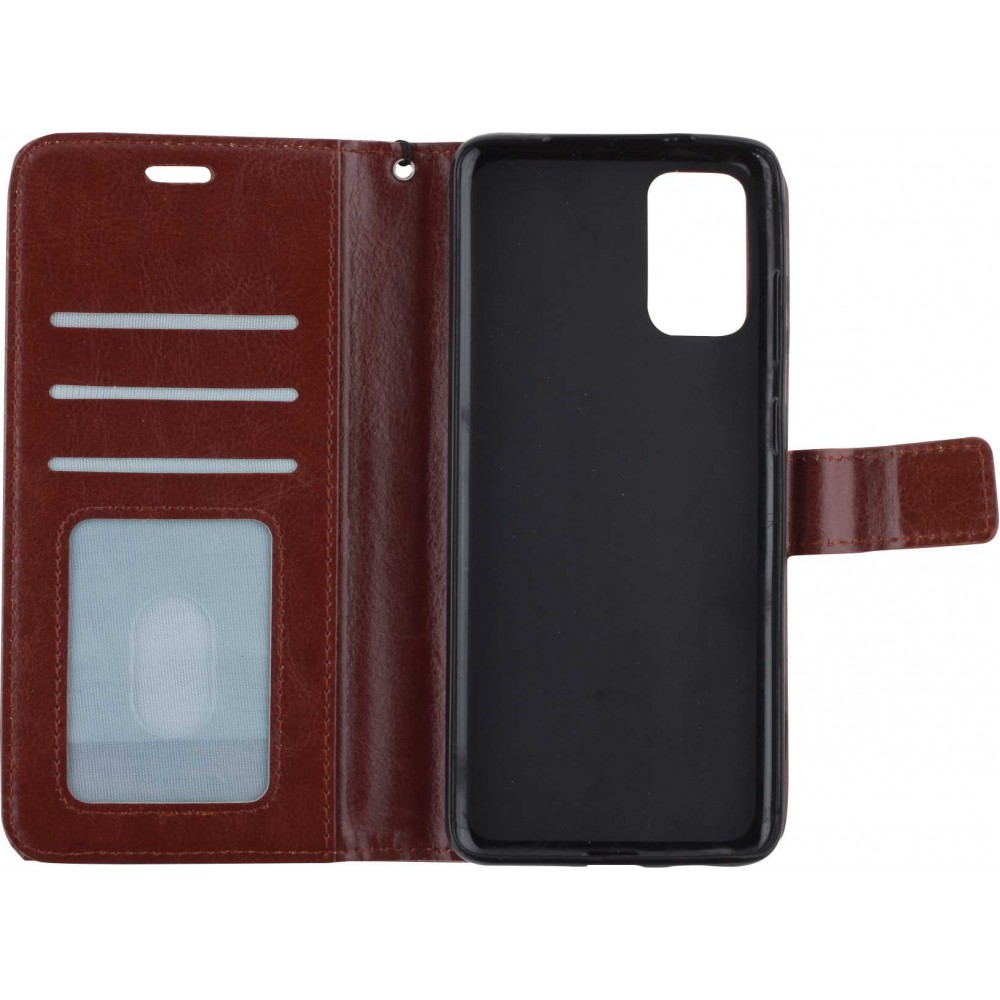 Fourre Samsung Galaxy A14 - Premium Flip cuir lisse porte-cartes - Brun