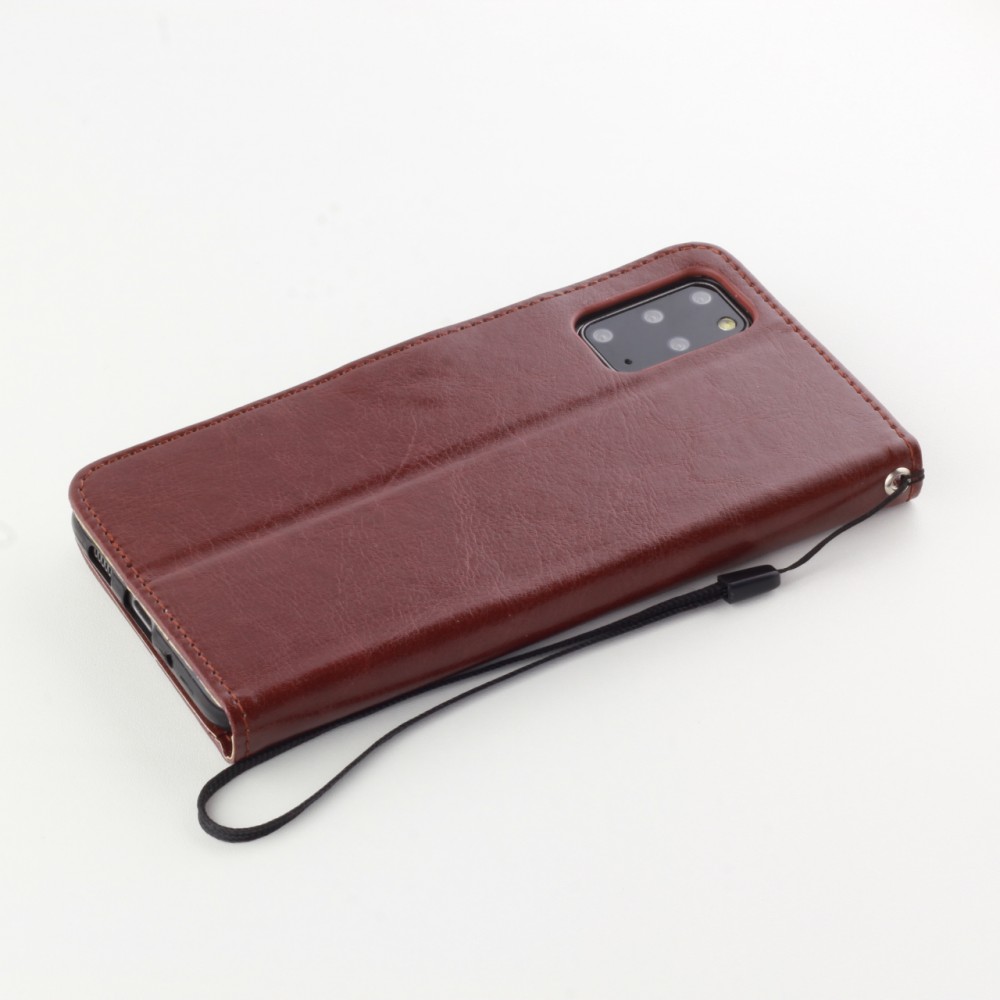 Fourre Samsung Galaxy A14 - Premium Flip cuir lisse porte-cartes - Brun