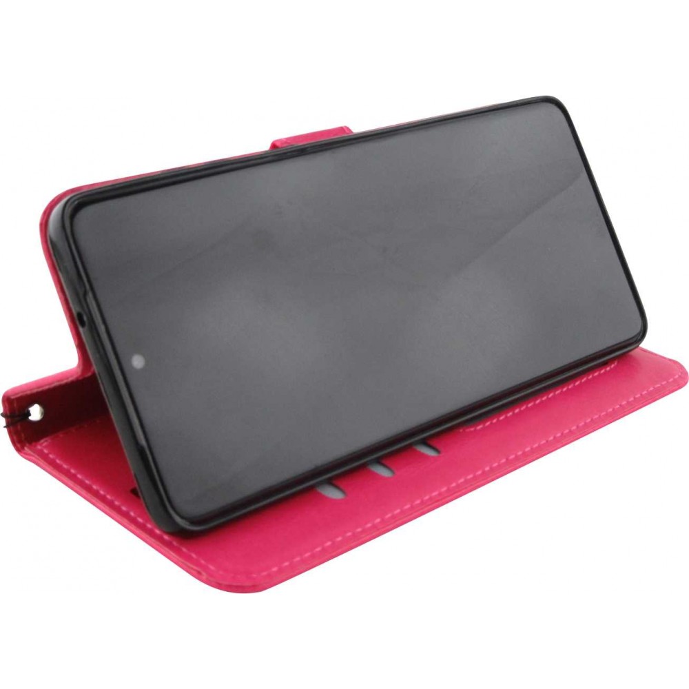 Fourre Samsung Galaxy S22+ - Premium Flip cuir lisse porte-cartes - Rose foncé