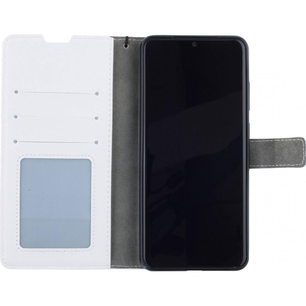 Fourre Samsung Galaxy S25 Ultra - Premium Flip cuir lisse porte-cartes - Blanc