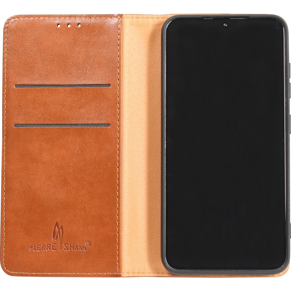Fourre Samsung Galaxy S23+ - Flip Shierre Shann cuir véritable - Brun