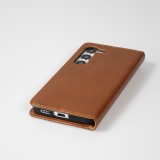 Fourre Samsung Galaxy S23+ - Flip Shierre Shann cuir véritable - Brun