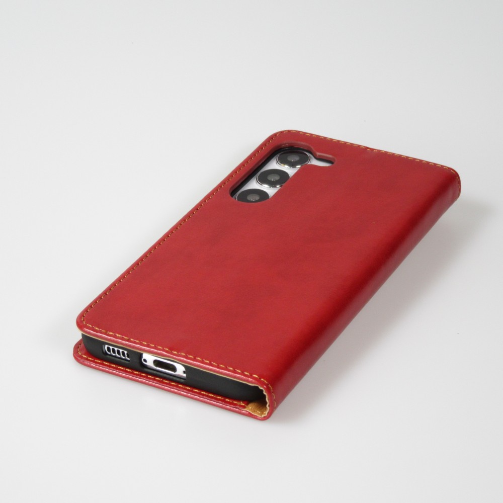 Fourre Samsung Galaxy S23+ - Flip Shierre Shann cuir véritable - Rouge