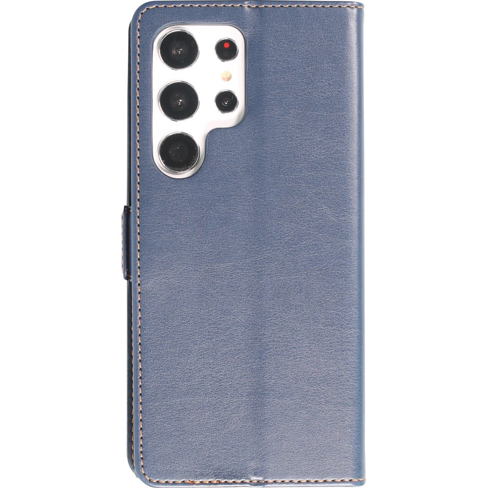 Fourre Samsung Galaxy S23 Ultra - Flip Shierre Shann cuir véritable - Bleu