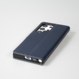 Fourre Samsung Galaxy S23 Ultra - Flip Shierre Shann cuir véritable - Bleu