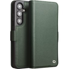 Fourre Samsung Galaxy S24+ - Flip Qialino cuir véritable mat avec fermeture magnétique - Vert met