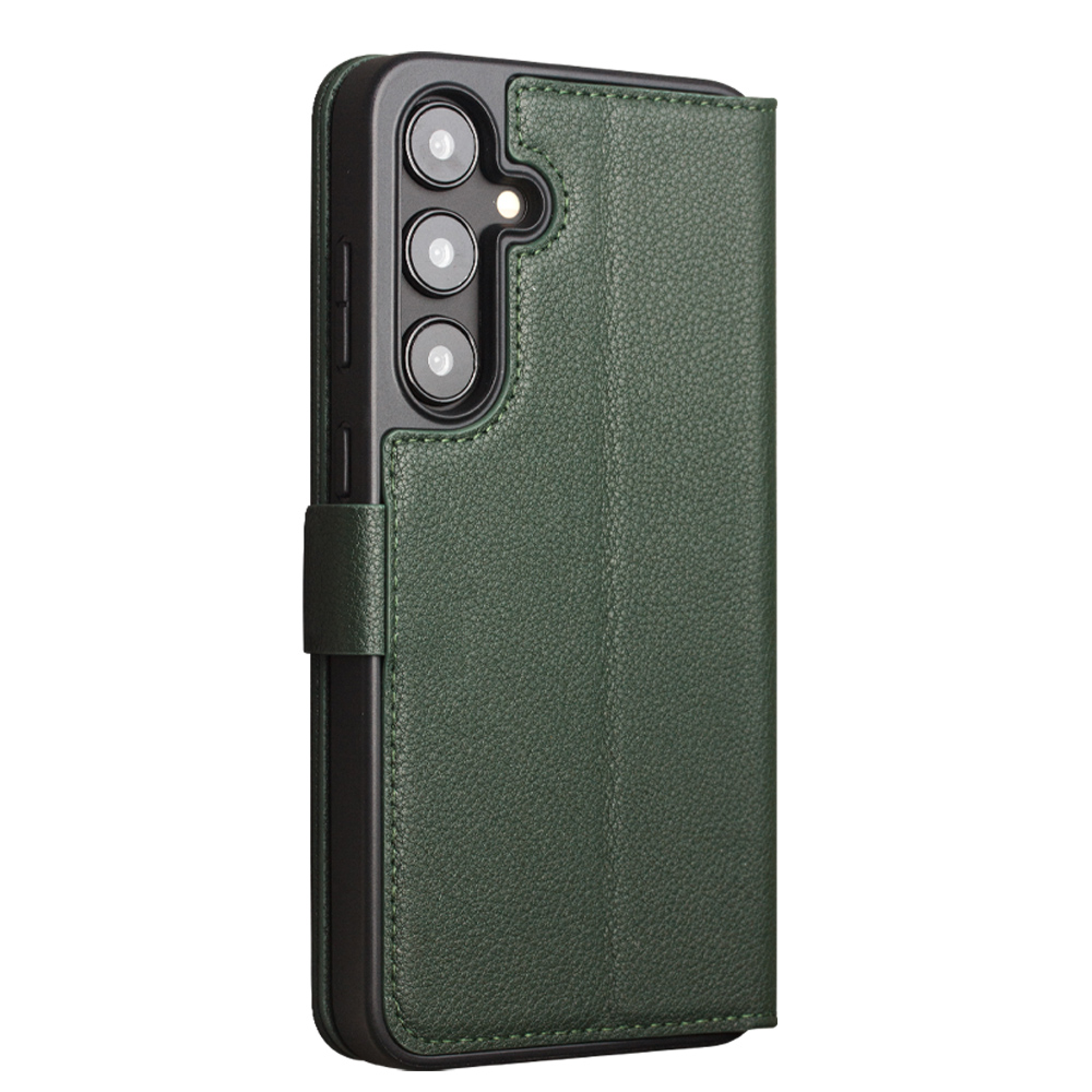 Fourre Samsung Galaxy S23+ - Flip Qialino cuir véritable mat avec fermeture magnétique - Vert met