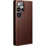Samsung Galaxy S25 Ultra Case Hülle - Qialino Flip Matt Wallet Echtleder - Braun