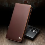 Samsung Galaxy S25 Ultra Case Hülle - Qialino Flip Matt Wallet Echtleder - Braun