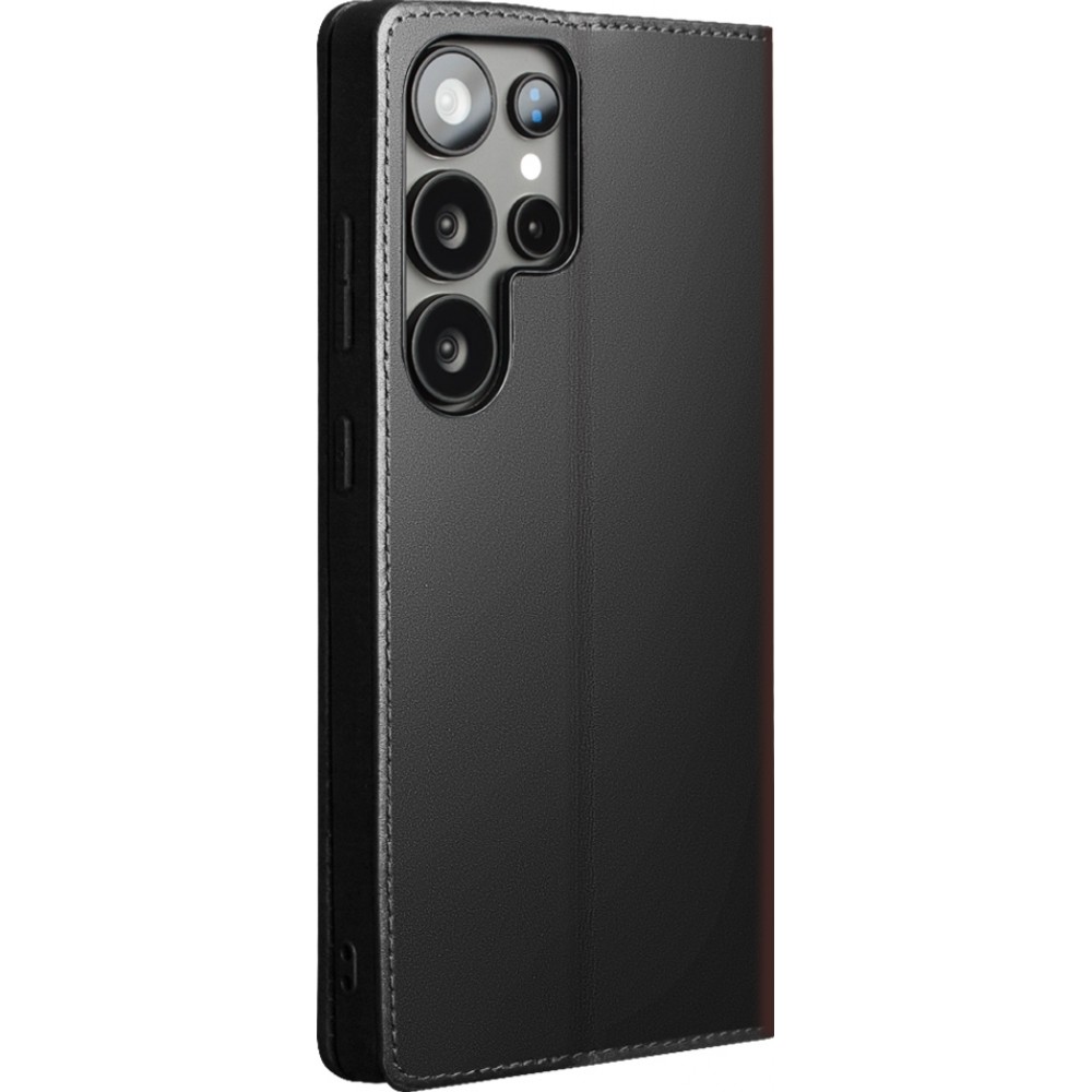 Fourre Samsung Galaxy S25 Ultra - Flip Qialino Matt Wallet cuir véritable - Noir