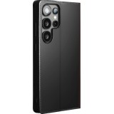 Fourre Samsung Galaxy S25 Ultra - Flip Qialino Matt Wallet cuir véritable - Noir