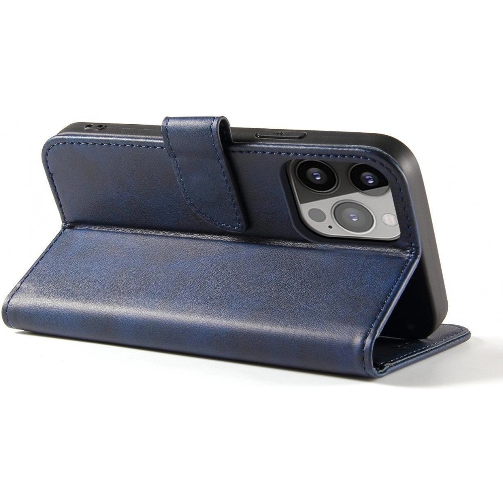 Galaxy S25 Ultra Case Hülle - Flip Leder mit Magnetverschluss - Dunkelblau