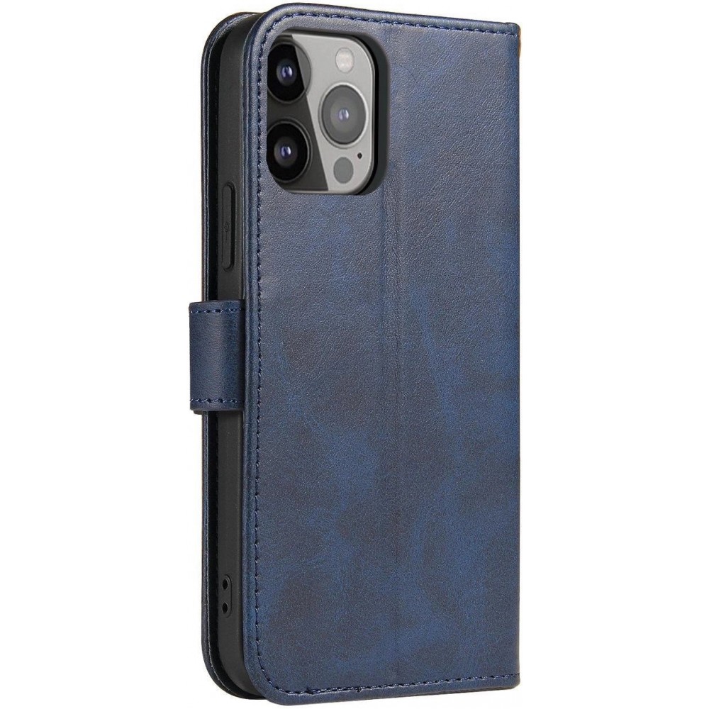 Galaxy S25 Ultra Case Hülle - Flip Leder mit Magnetverschluss - Dunkelblau