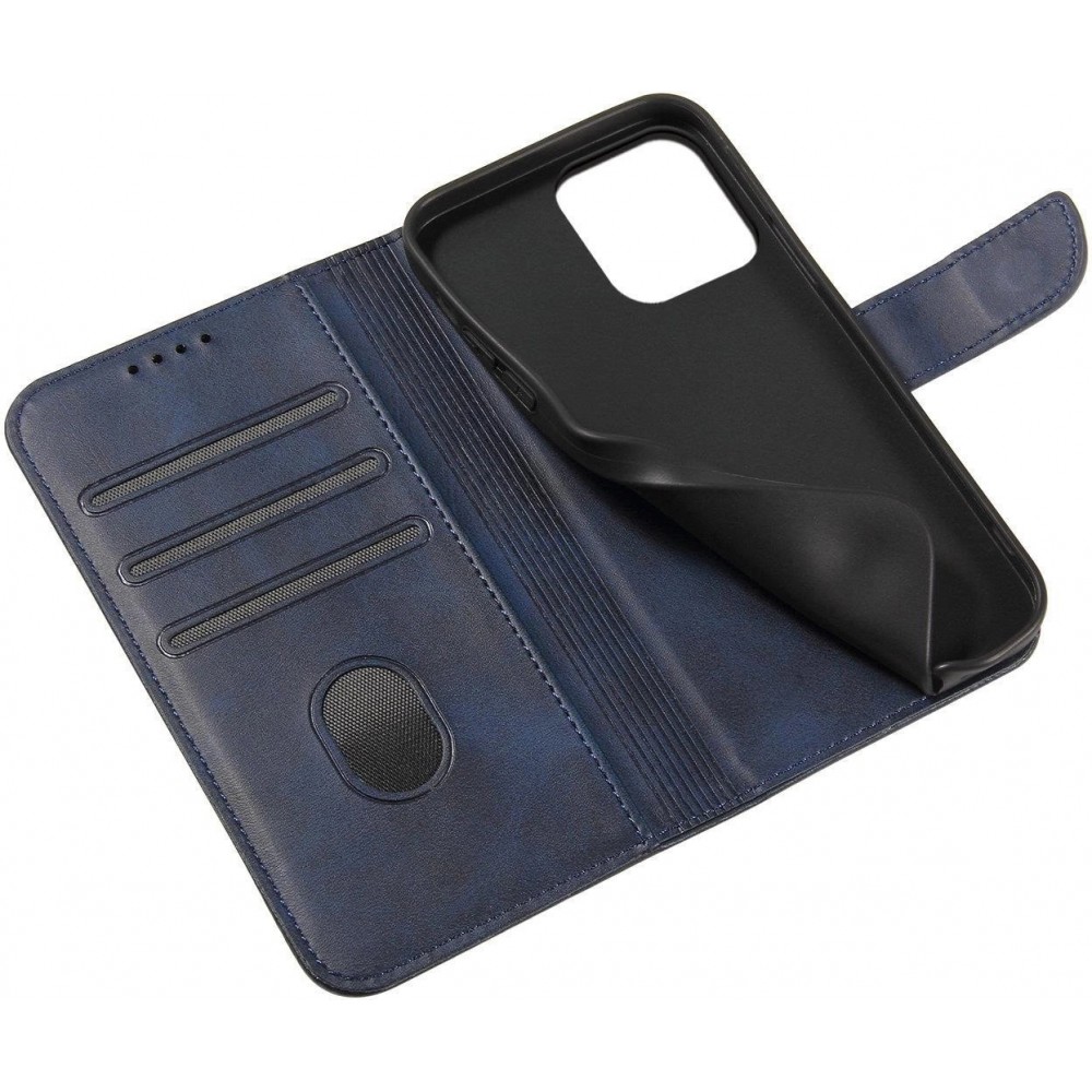 Galaxy S25 Ultra Case Hülle - Flip Leder mit Magnetverschluss - Dunkelblau
