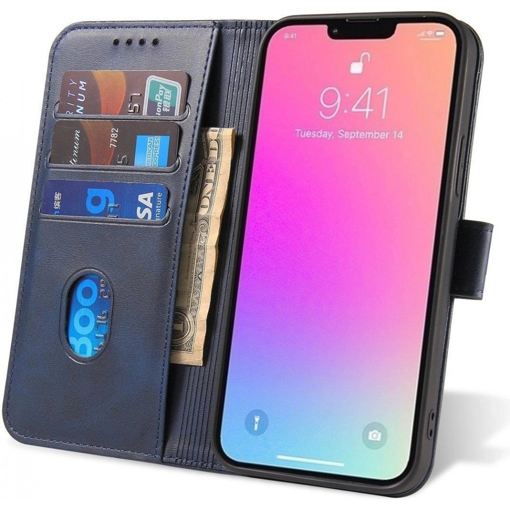 Galaxy S25 Ultra Case Hülle - Flip Leder mit Magnetverschluss - Dunkelblau