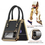 Fourre Samsung Galaxy Z Flip4 - Coque de protection fashion design similicuir en forme de sac à main - Blanc carreaux