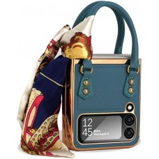 Fourre Samsung Galaxy Z Flip4 - Coque de protection fashion design similicuir en forme de sac à main - Turquoise