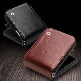 Fourre Samsung Galaxy Z Flip5 - Flip Qialino cuir véritable avec fermeture magnétique - Brun foncé