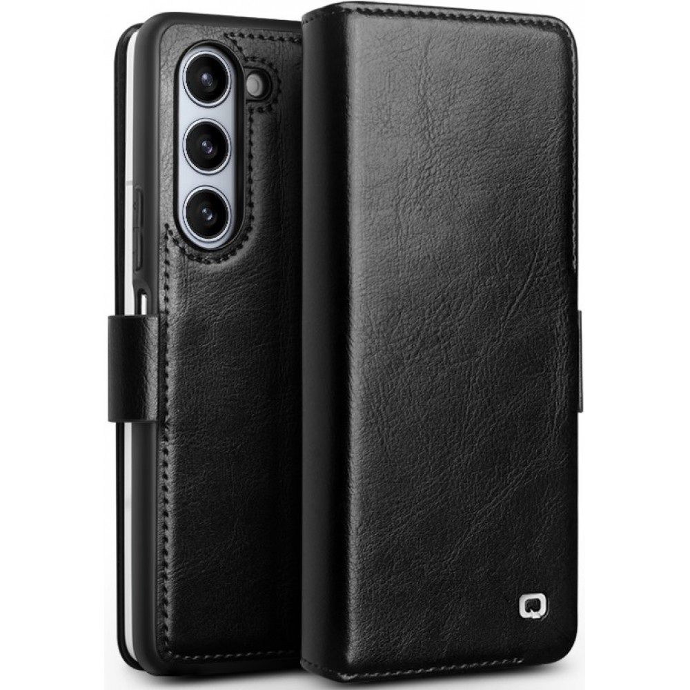 Fourre Samsung Galaxy Z Fold6 - Flip Qialino cuir véritable avec fermeture magnétique - Noir