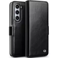 Samsung Galaxy Z Fold6 Case Hülle - Flip Qialino Echtleder mit magnetischem Verschluss - Schwarz