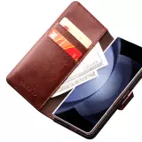 Samsung Galaxy Z Fold6 Case Hülle - Flip Qialino Echtleder mit magnetischem Verschluss - Schwarz