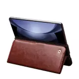 Samsung Galaxy Z Fold6 Case Hülle - Flip Qialino Echtleder mit magnetischem Verschluss - Schwarz