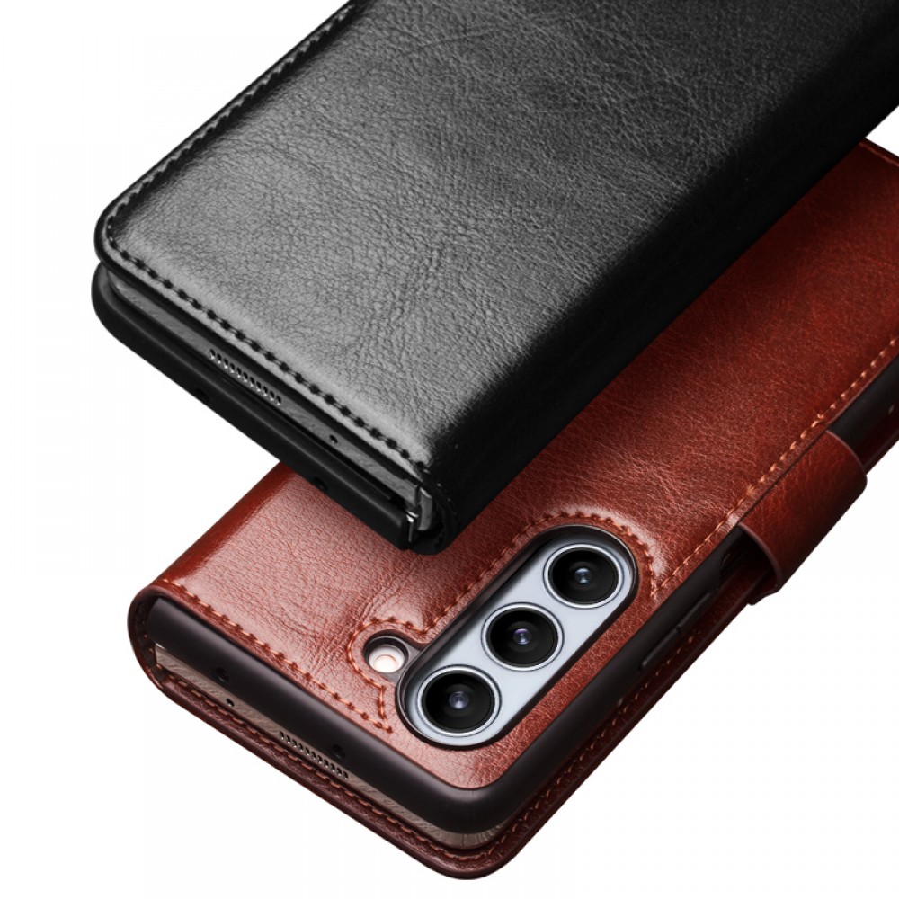 Fourre Samsung Galaxy Z Fold6 - Flip Qialino cuir véritable avec fermeture magnétique - Noir