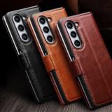 Fourre Samsung Galaxy Z Fold6 - Flip Qialino cuir véritable avec fermeture magnétique - Noir