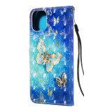 Fourre iPhone 11 - Flip 3D papillons dorés