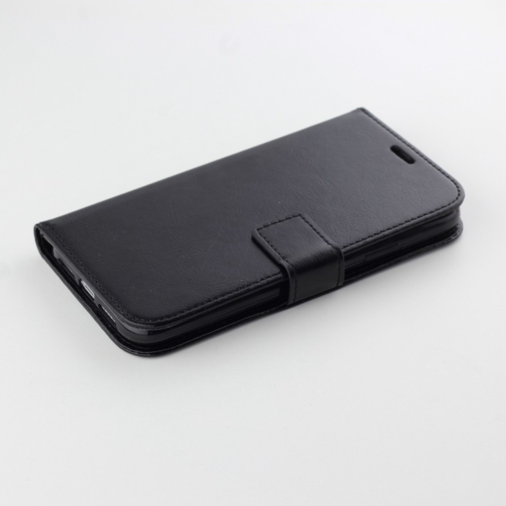 Fourre iPhone 13 mini - Premium Flip cuir lisse porte-cartes - Noir