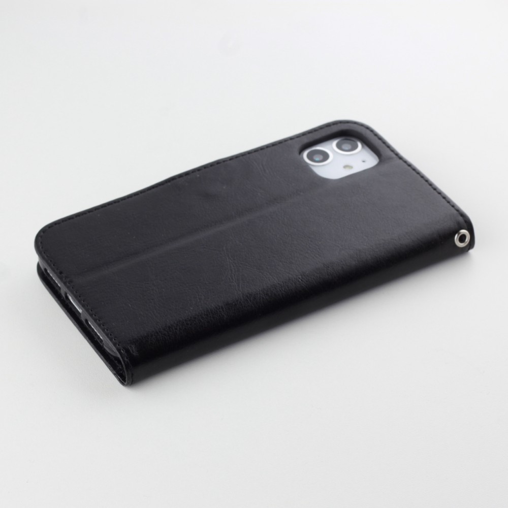 Fourre iPhone 13 mini - Premium Flip cuir lisse porte-cartes - Noir