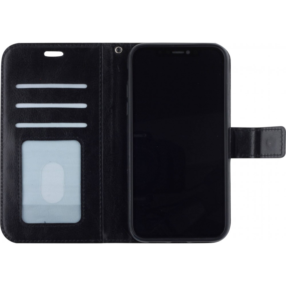 Fourre iPhone 13 mini - Premium Flip cuir lisse porte-cartes - Noir