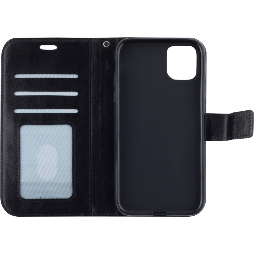 Fourre iPhone 13 mini - Premium Flip cuir lisse porte-cartes - Noir