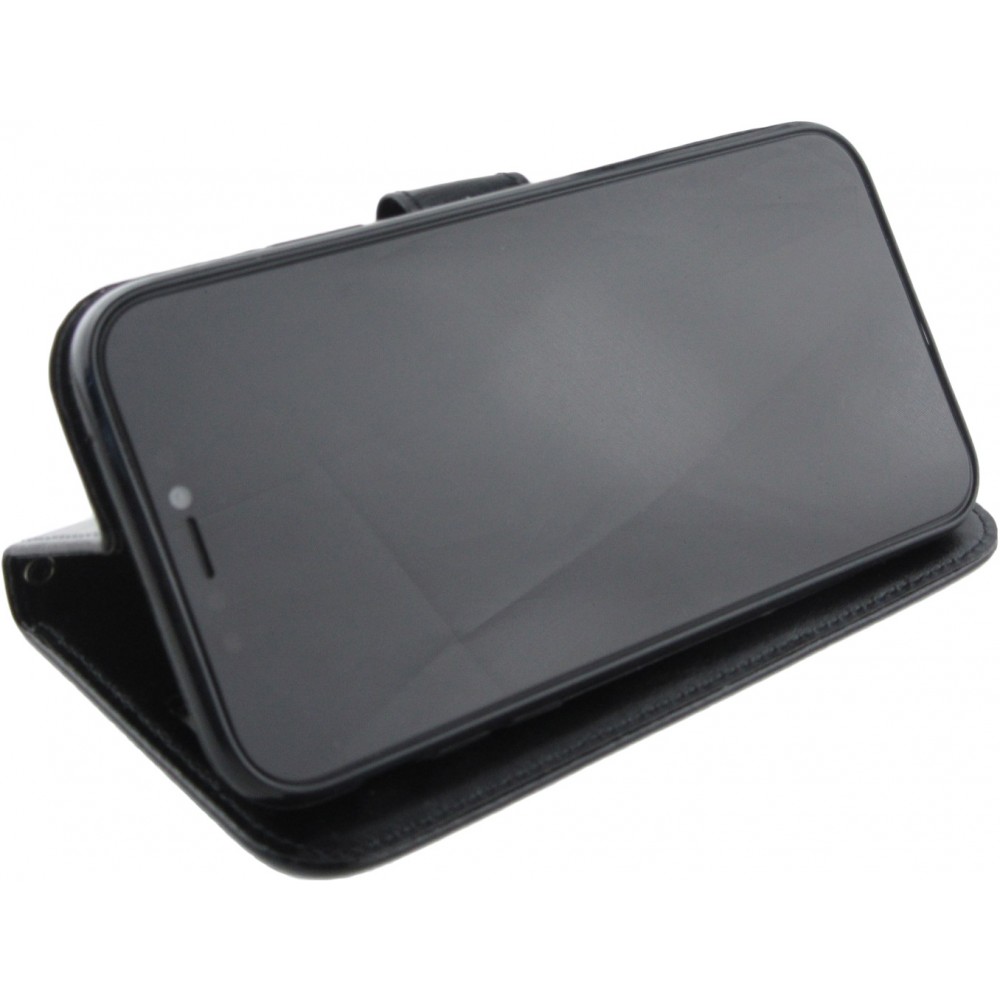 Fourre iPhone 13 mini - Premium Flip cuir lisse porte-cartes - Noir