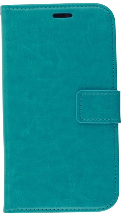 Fourre iPhone 13 mini - Premium Flip cuir lisse porte-cartes - Turquoise