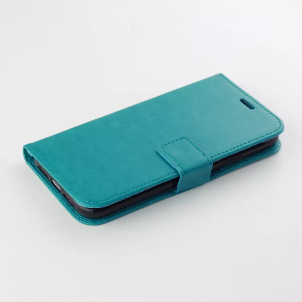 Hülle iPhone 12 / 12 Pro - Premium Flip Leder Tasche - Türkis