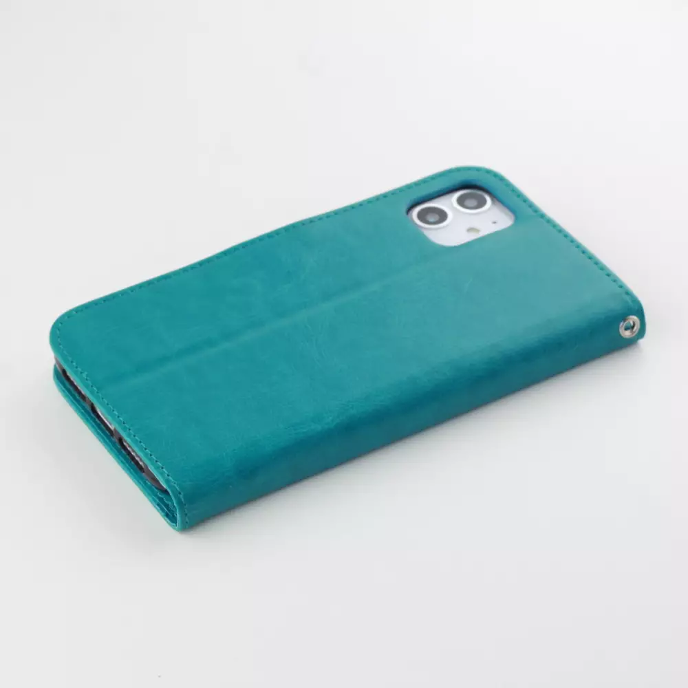 Hülle iPhone 12 / 12 Pro - Premium Flip Leder Tasche - Türkis