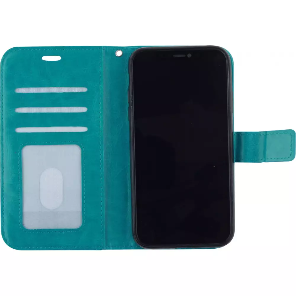 Hülle iPhone 12 / 12 Pro - Premium Flip Leder Tasche - Türkis