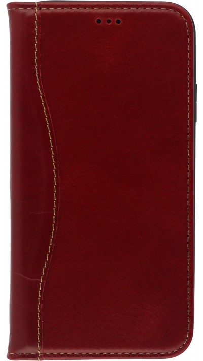 Fourre iPhone 11 Pro - Flip Fierre Shann cuir véritable - Rouge