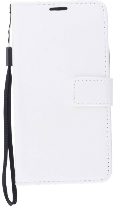 Fourre iPhone 16 Pro Max - Premium Flip cuir lisse porte-cartes - Blanc